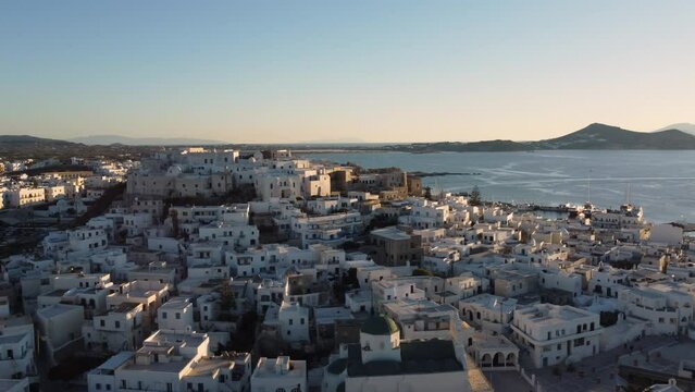 Naxos Chora Aerial View, Cyclades Island in Aegean Sea, Greece