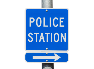 Police Station direction sign isolated.