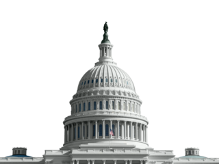 United States Capitol dome isolated cut out.