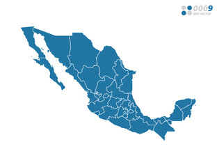 Vector blue of map Mexico.