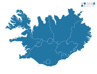 Vector blue of map Iceland.