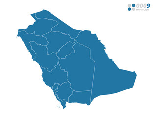Vector blue of map Saudi Arabia.