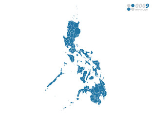 Obraz premium Vector blue of map Philippines.