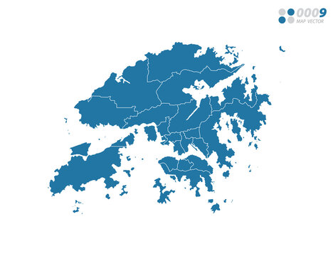 Vector blue of map Hong Kong.
