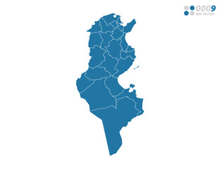 Vector blue of map Tunisia.
