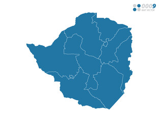 Vector blue of map Zimbabwe.