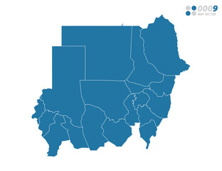 Fototapeta premium Vector blue of map Sudan.