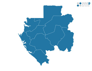 Vector blue of map Gabon.