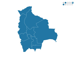 Vector blue of map Bolivia.