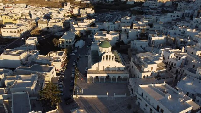 Naxos Chora Aerial View, Cyclades Island in Aegean Sea, Greece