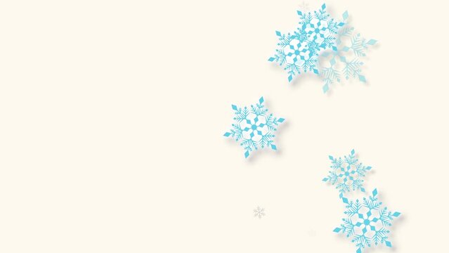 クリスマス 雪の結晶 ライトスカイブルー 右 大 雪が降る 【背景 オフホワイト】