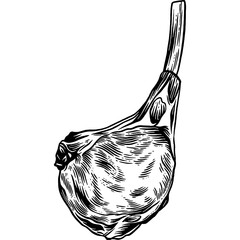 Hand drawn Lamb Chop Raw Meat Sketch Illustration © Rough Edges Supply