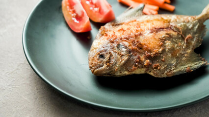 Pomfret fish or ikan Bawal, that have been cooked or fried well