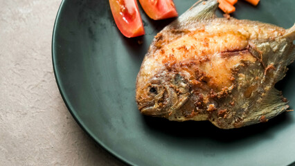 Pomfret fish or ikan Bawal, that have been cooked or fried well