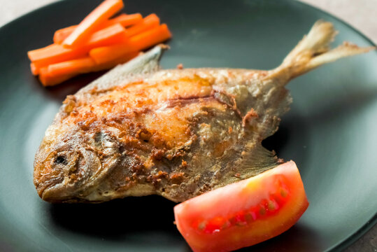 Pomfret fish or ikan Bawal, that have been cooked or fried well