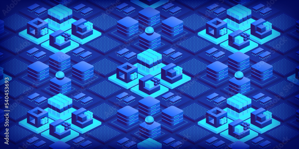 Poster abstract technology background blockchain concept banner futuristic information isometric digital bl