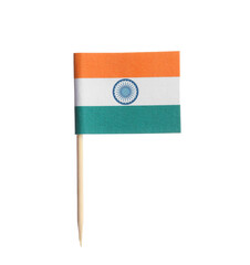 Small paper flag of India isolated on white