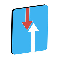 Sign road 3d, priority traffic oncoming vehicles priority arrow