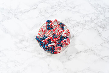 Red White and Blue Chocolate Covered Pretzel Twists