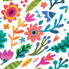 Bright abstract flowers seamless pattern
