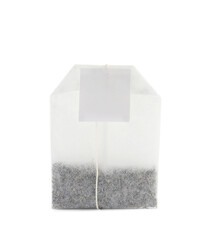 New tea bag with tab isolated on white