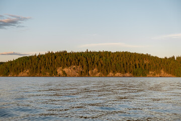 Ladoga lake. Panorama of the Republic of Karelia. Northern nature of Russia