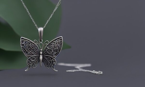 Precious butterfly pendant hanging with chain © Align