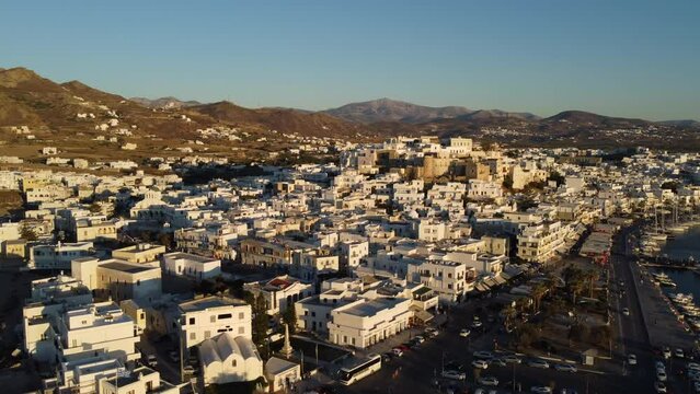 Naxos Chora Aerial View, Cyclades Island in Aegean Sea, Greece