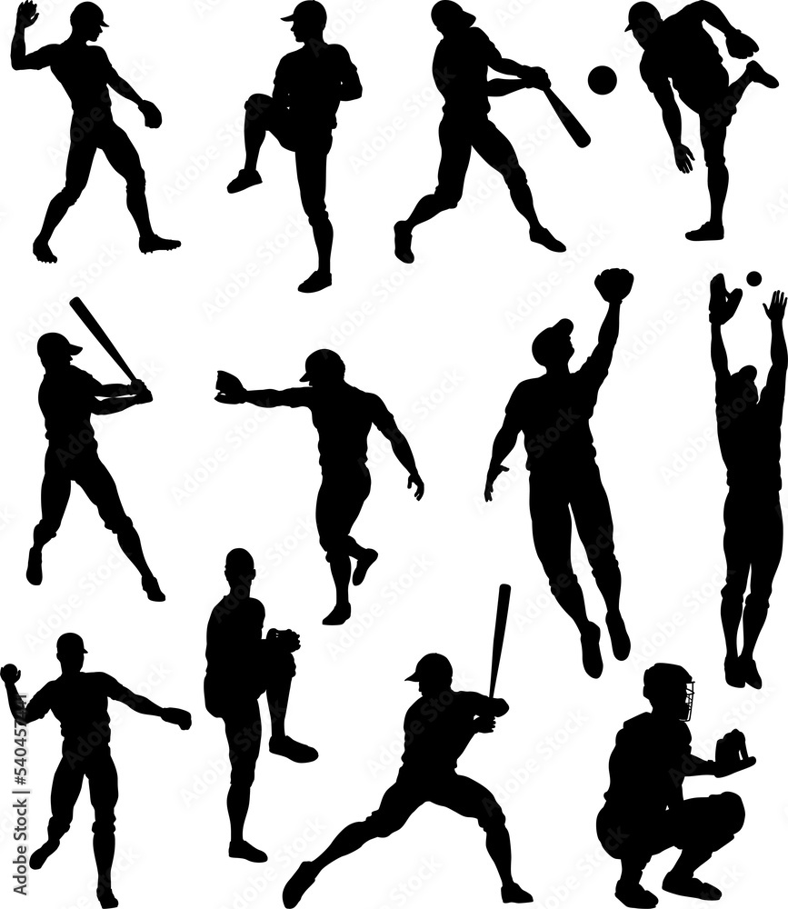 Poster baseball player silhouettes