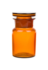 Empty vintage apothecary glass bottle with closed stopper, PNG isolated on transparent background
