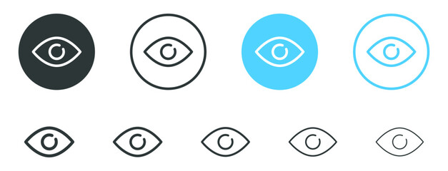 eye icon set. vision icon, see view icons - eyesight symbol - sight look sign