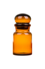Empty vintage apothecary glass bottle with closed stopper, PNG isolated on transparent background