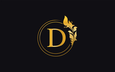 Golden leaf download and circle logo design image. Golden beauty and business symbol and alphabets design
