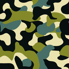 Spotted seamless pattern in camouflage style. Shapeless spots scattered at random. Calm colors are suitable for the design of clothes or fabric. Seamless vector pattern in urban camouflage style.