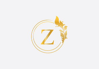 Golden leaf download and circle logo design image. Golden beauty and business symbol and alphabets design