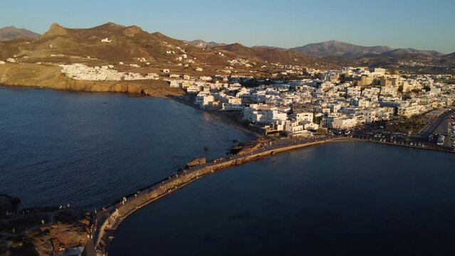 Naxos Chora Aerial View, Cyclades Island in Aegean Sea, Greece
