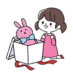 プレゼントを開封する子供