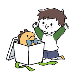 Fototapeta premium プレゼントを開封する子供