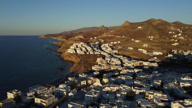 Naxos Chora Aerial View, Cyclades Island in Aegean Sea, Greece