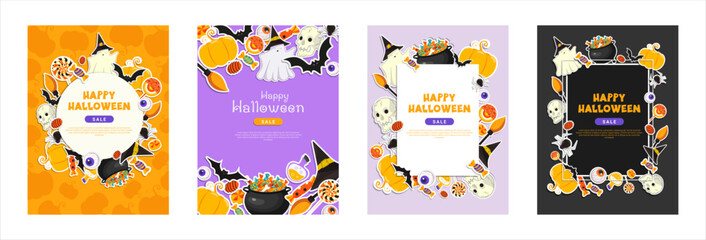 Happy Halloween poster sale set for social media promotion.
