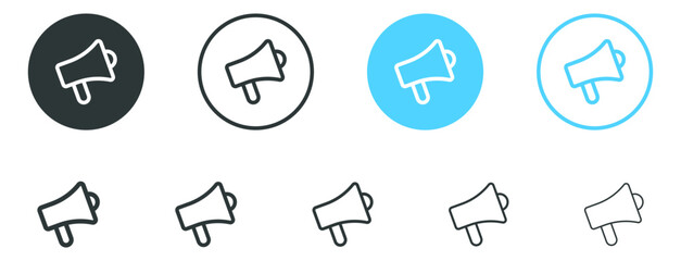 loudspeaker megaphone icon, Advertising promotion announcement icon symbol . bullhorn sound speaker icon button, volume icon symbol . megaphones sign