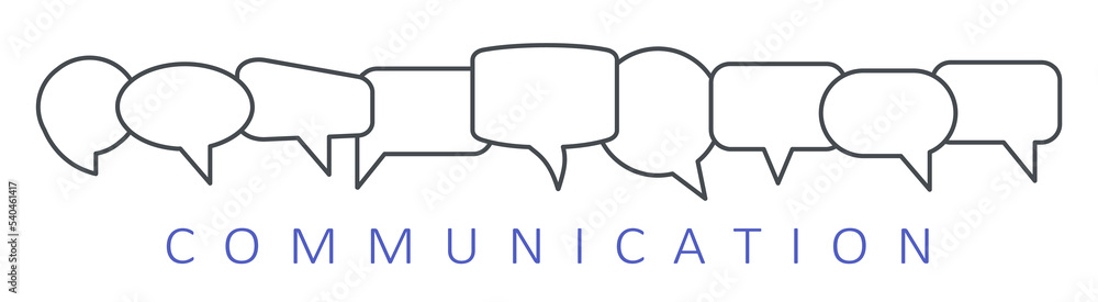 Poster set of speech bubble communication concept, chat sign - vector