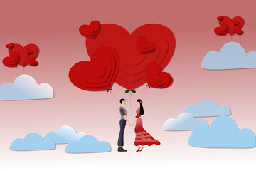 valentine day card with couple red