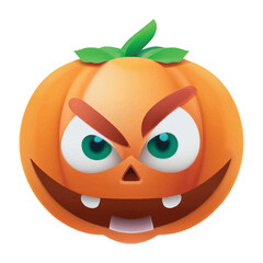 Glowing Halloween Pumpkin isolated on white background