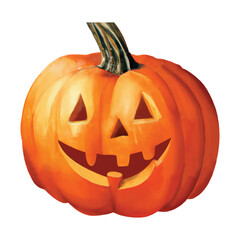 Glowing Halloween Pumpkin isolated on white background