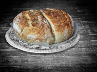 Artisanal white bread with sesame seeds. Italian food.