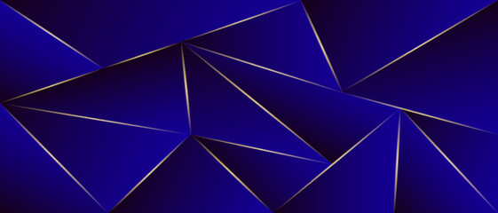 Fototapeta premium Abstract polygonal dark blue premium background with gold lighting lines – stock vector