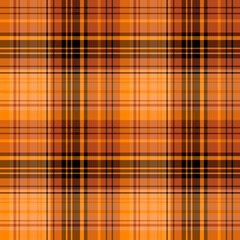 Seamless pattern in positive orange and black colors for plaid, fabric, textile, clothes, tablecloth and other things. Vector image.