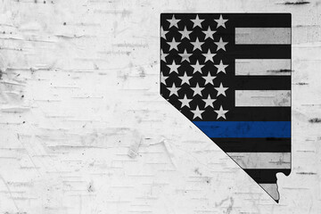 American thin blue line flag on map of Nevada