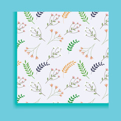 Flower pattan and graphic fashionable pattarn with a picture of bright spring pink flowers, leaves and twigs on a white background. Imitation of watercolor. Vector illustration